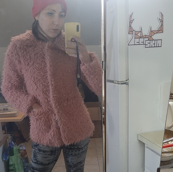 Pink Fuzzy Faux Fur Jacket - Picture 4 of 7